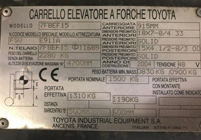Carrello elevatore Toyota, modello 7FBEF15, in buone condizioni - Foto 2
